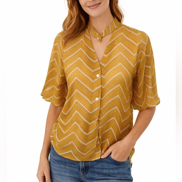 Boohoo Tops - WOMENS Boohoo see through shirt vintage SHEER COVER UP size 2 MUSTARD YELLOW‌‌‌‌